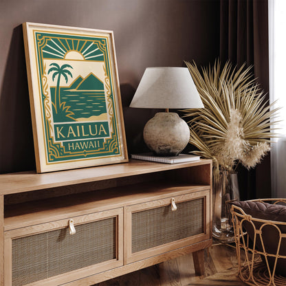Kailua Hawaii Poster - Art Deco Travel Wall Art