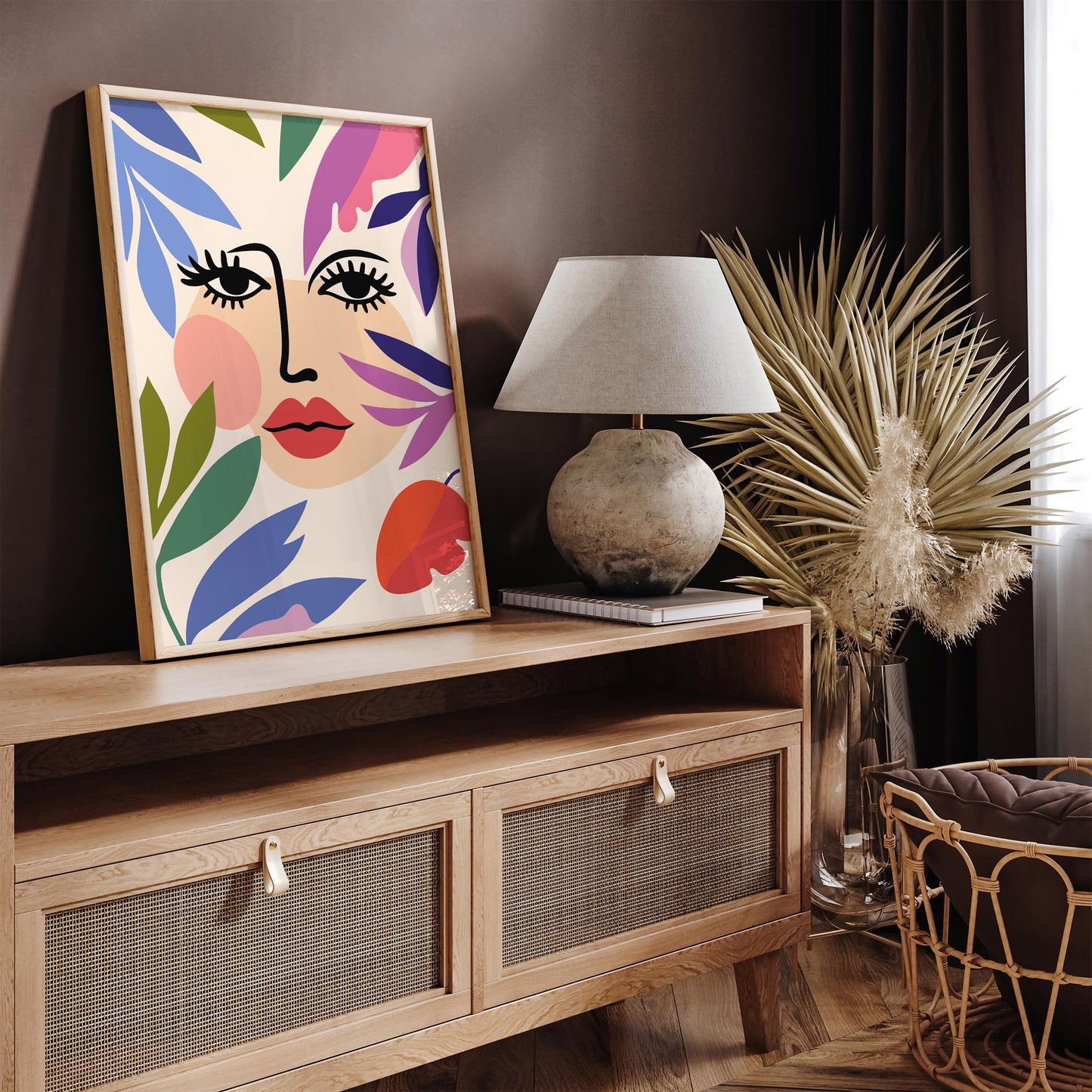 Abstract Floral Face Print