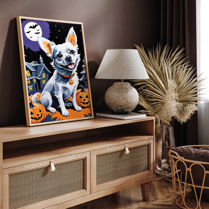 Cute Dog Halloween Art Print 2024