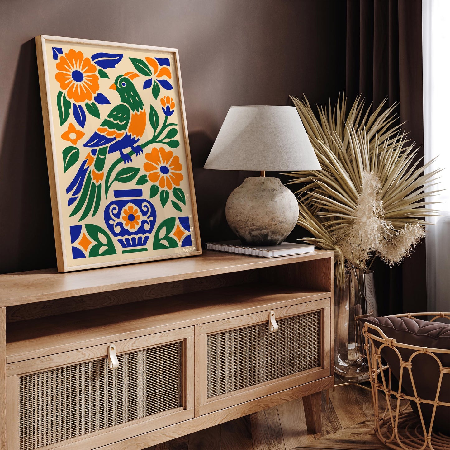 Bohemian Mexican Parrot Jungle Poster