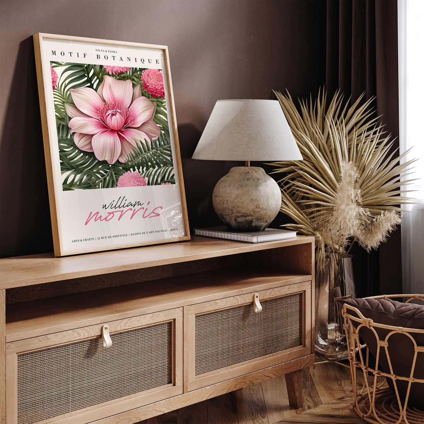 Motif Botanique Flora Pink Poster