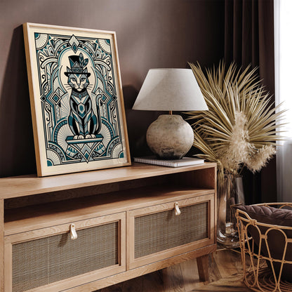 Art Deco Cat Portrait – Vintage Animal Wall Art Print
