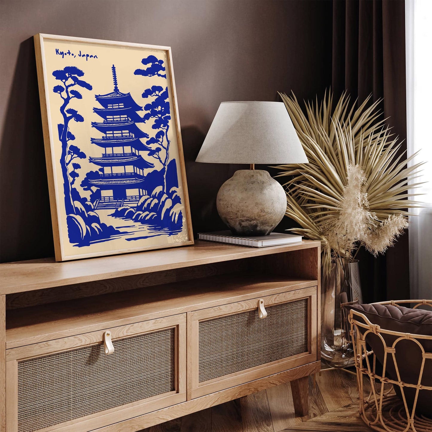 Kyoto Japan Blue Travel Poster