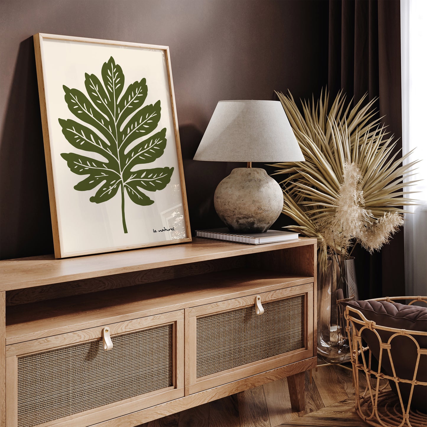 Le Naturel Green Vintage Leaf Poster