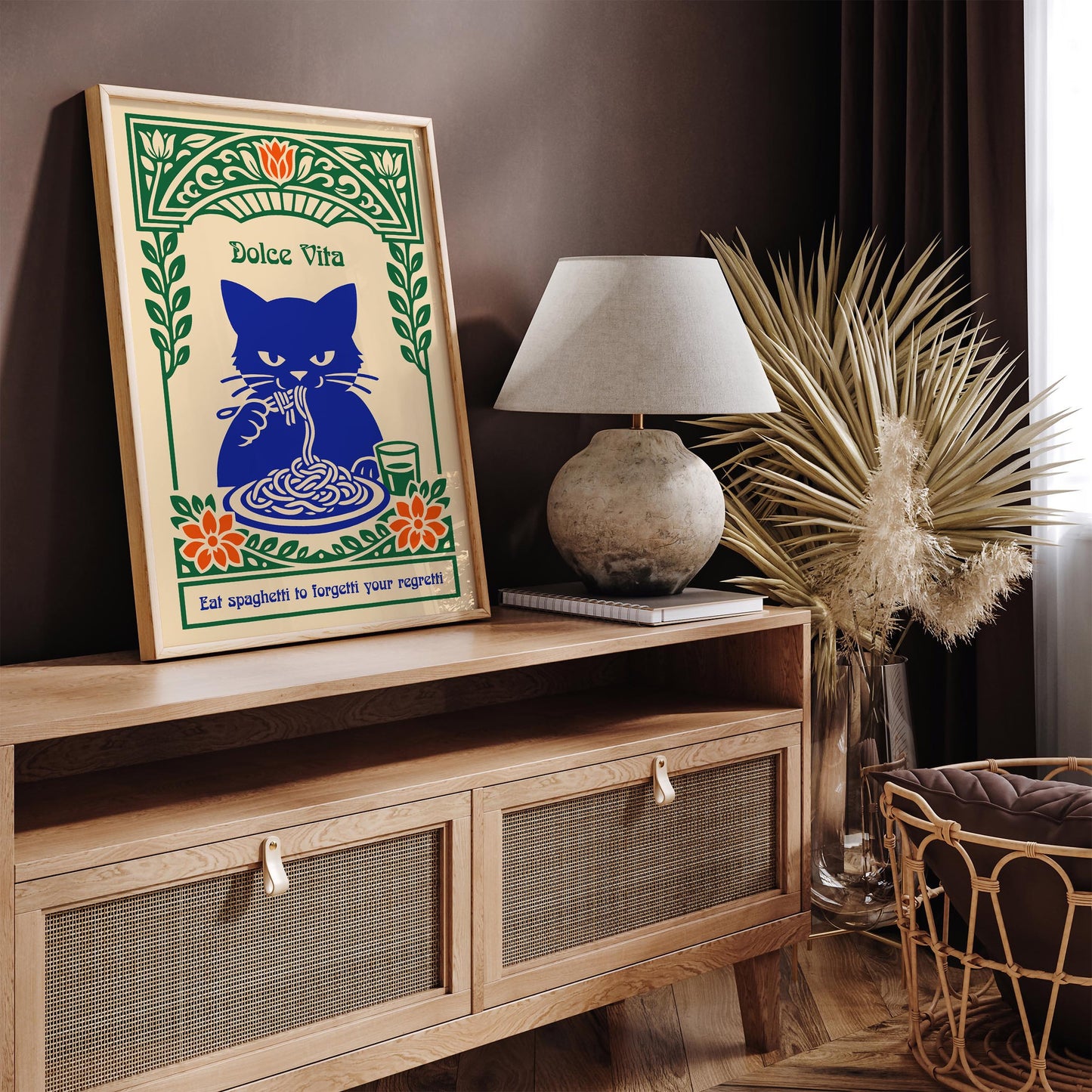 Eat Spaghetti Poster – Funny Kitchen Wall Art