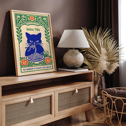Eat Spaghetti Poster – Funny Kitchen Wall Art