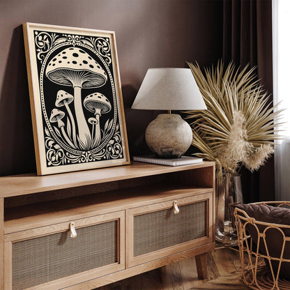 Vintage Mushroom Rococo Style Print