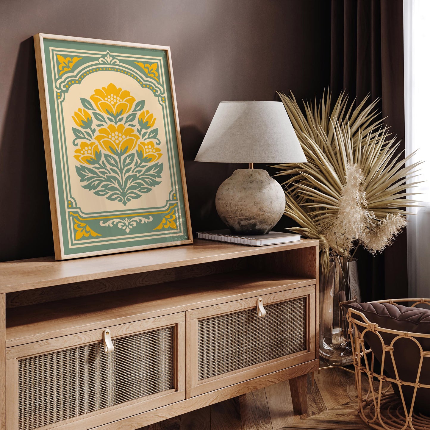 Retro Farmhouse Floral Wall Art Print