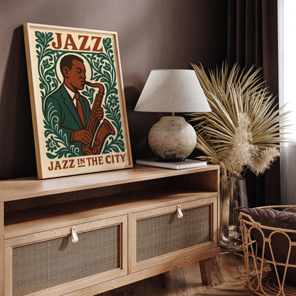Jazz In The City Poster - Musician Portrait Wall Art