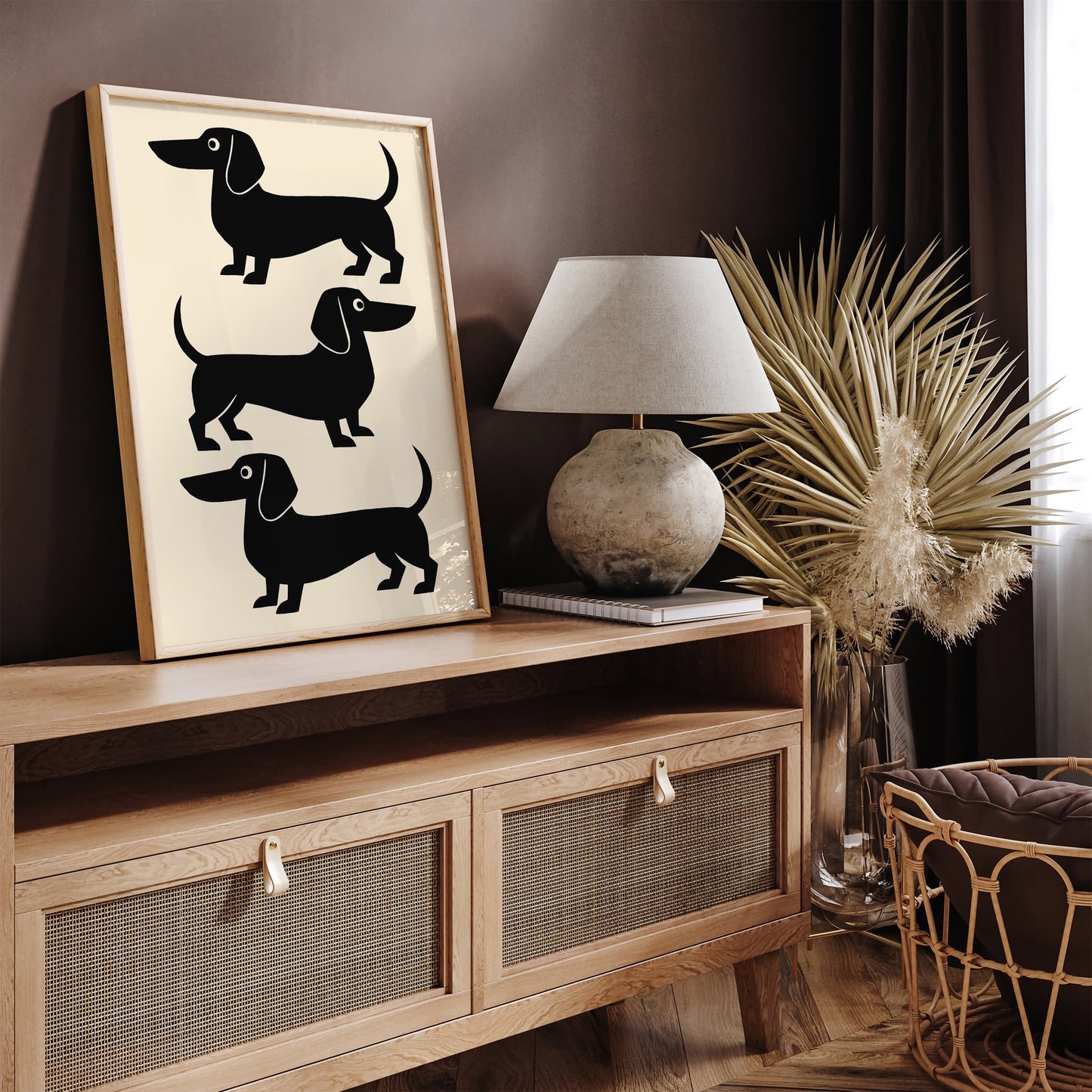 Tree Black Dachshunds Dog Poster
