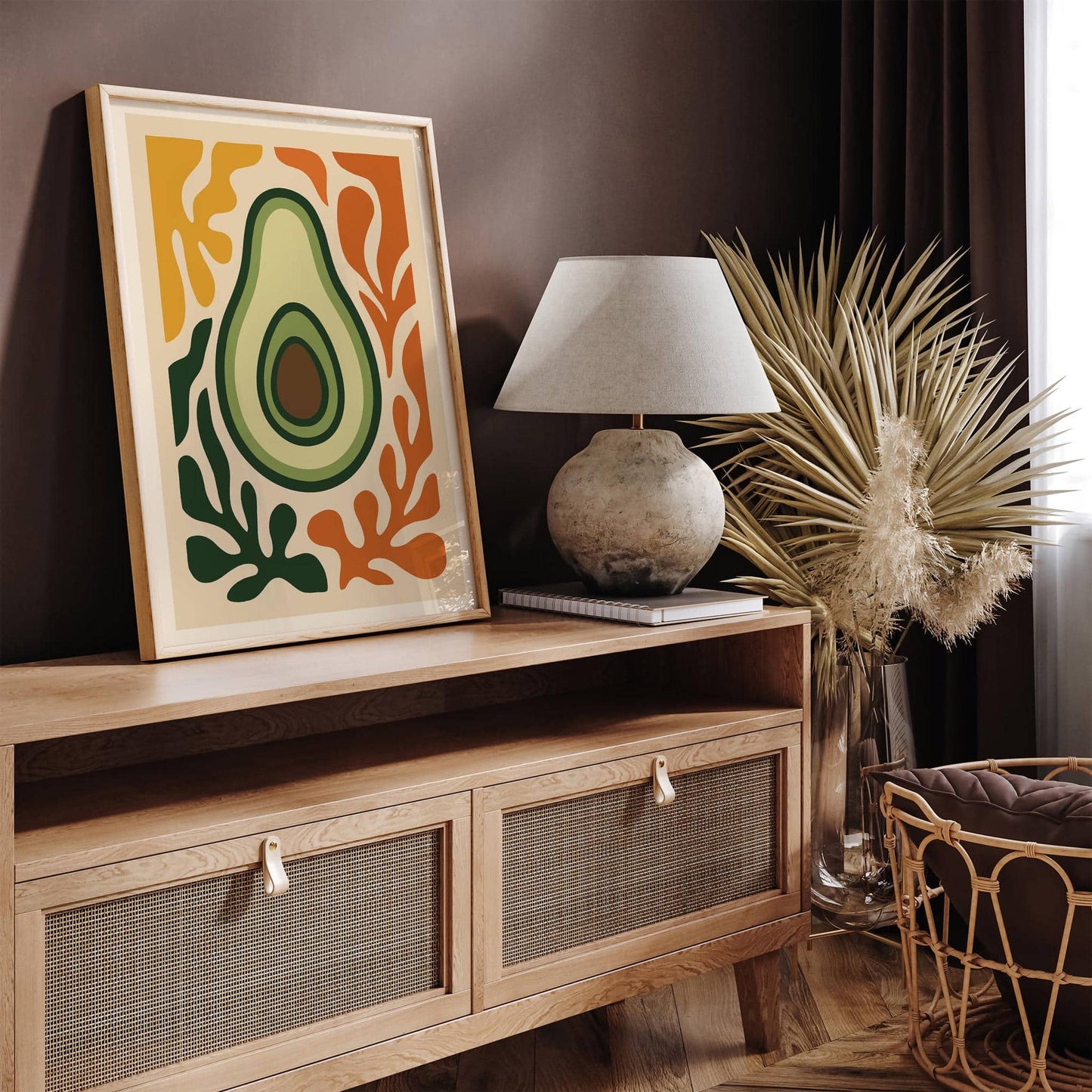 Avocado Fruit Print Farmhouse Kitchen Wall Art