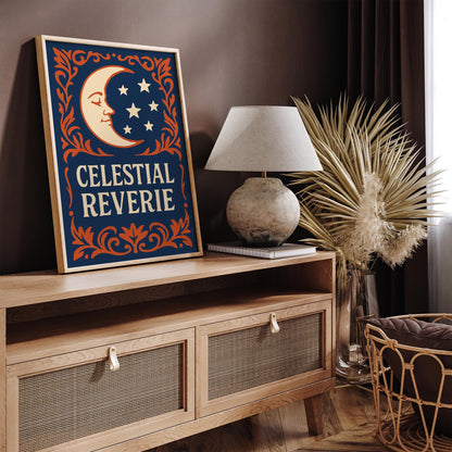 Celestial Reverie Poster - Rococo Moon Wall Art Print