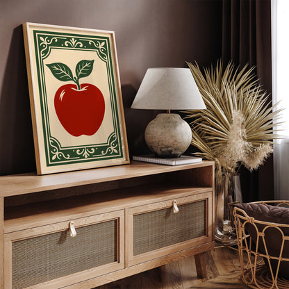 Red Apple Poster - Rococo Style Kitchen Wall Decor