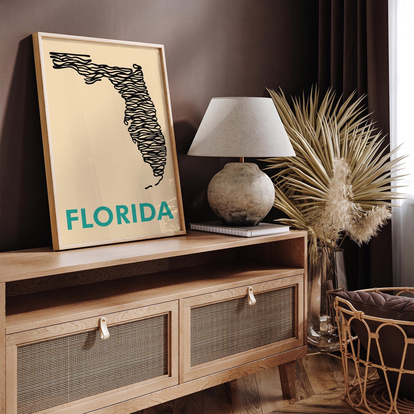 Florida Minimalist Poster - Mid Century Modern Wall Art