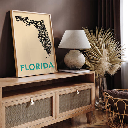 Florida Minimalist Poster - Mid Century Modern Wall Art