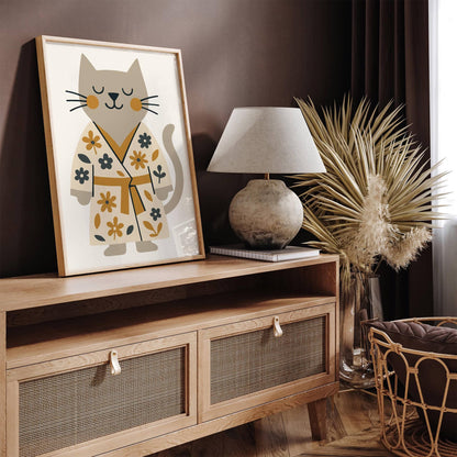 Spa Day Poster - Funny Cat in Bathrobe Print