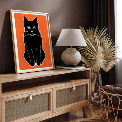 Black Moody Cat Art Print