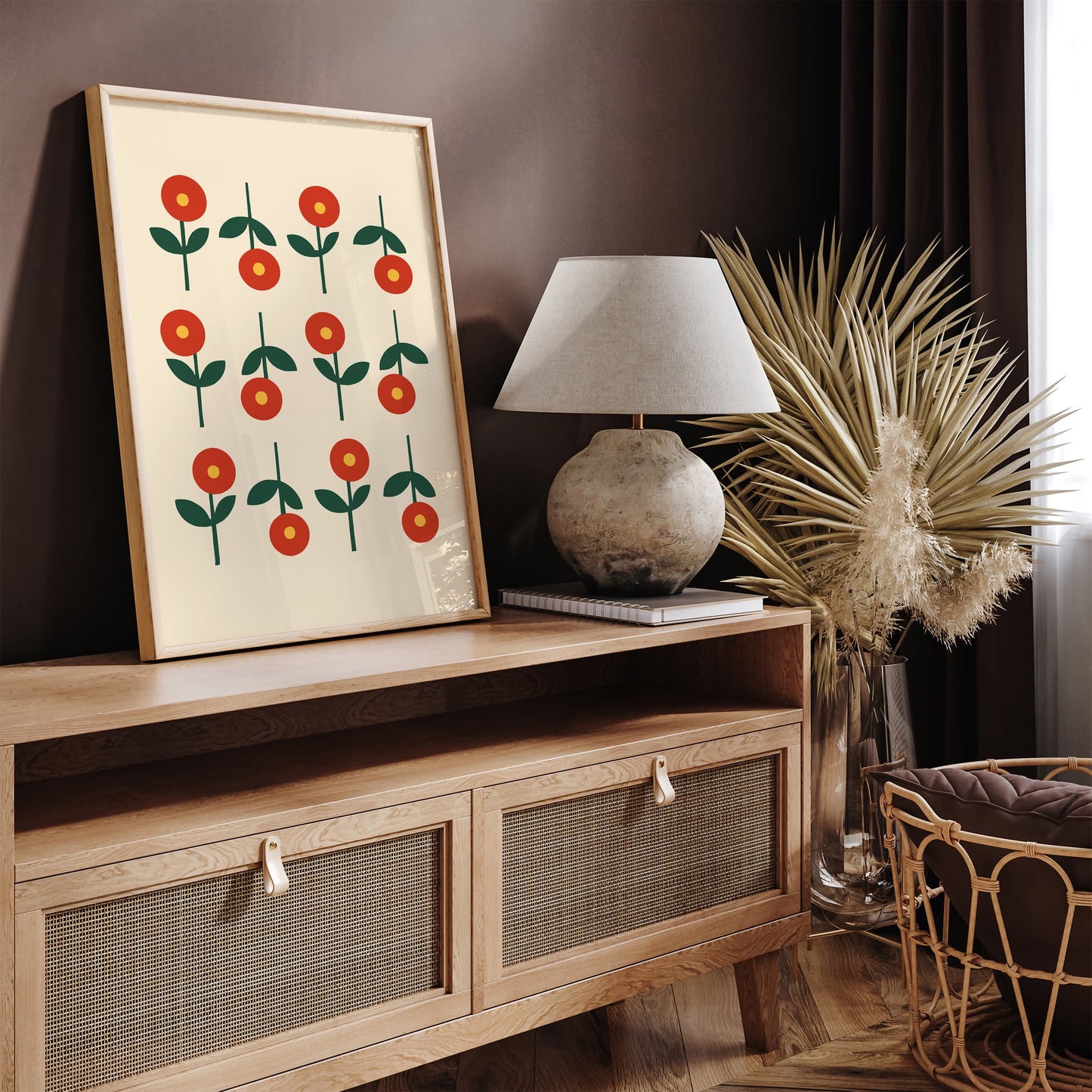 Minimalist Mid Century Flowers Print