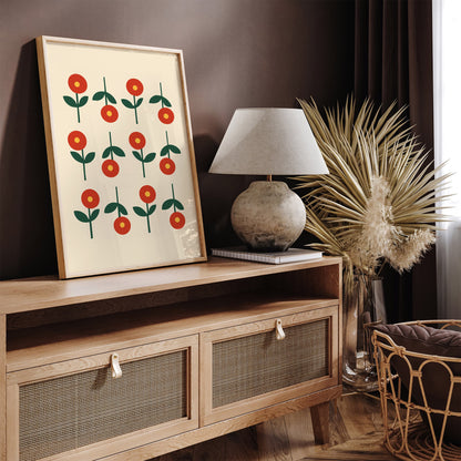 Minimalist Mid Century Flowers Print