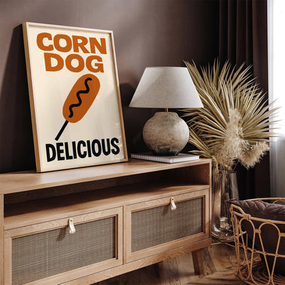 Corn Dog Delicious Pop Art Food Poster