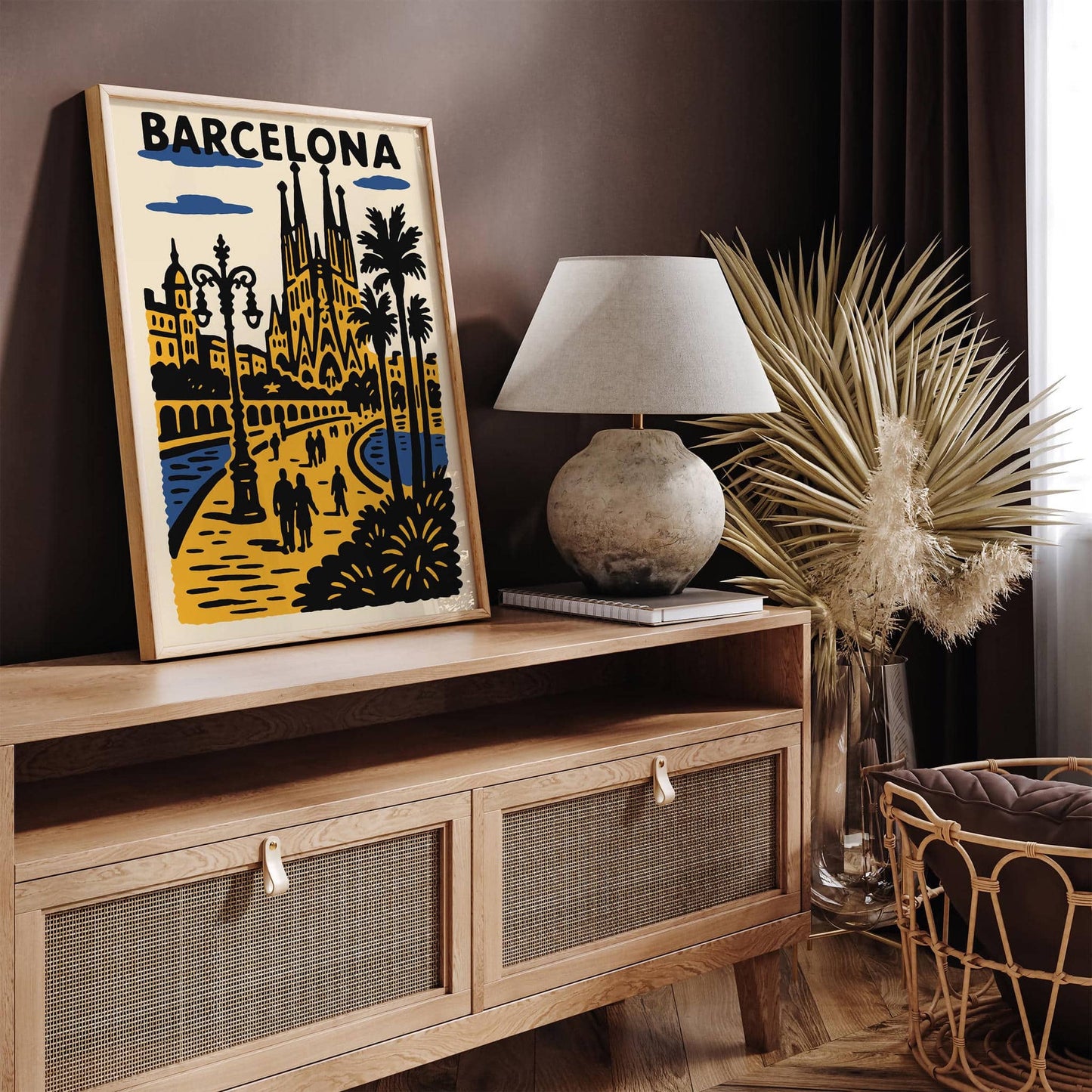 Barcelona Spain Poster - Retro Travel Art Print