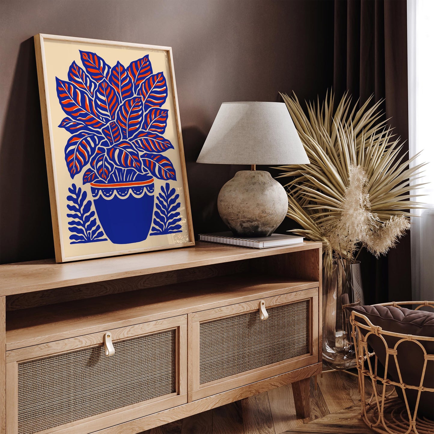 Calathea Plant Blue Poster