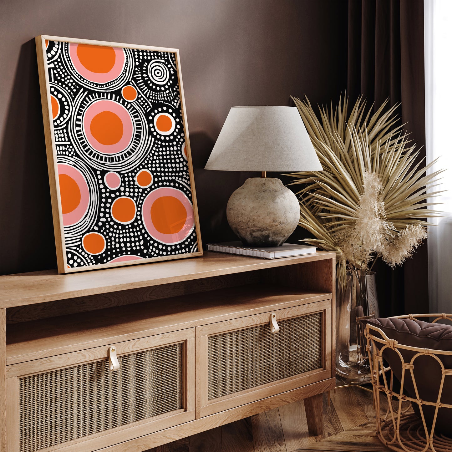 Mid Century Modern Black Dots Wall Art