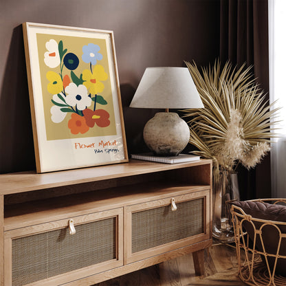 Palm Springs Flower Market Poster - Retro 60s Wall Art