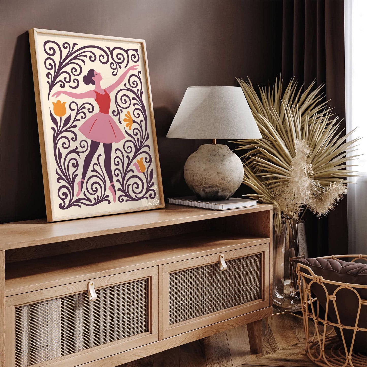 Ballerina Dancer in Purple and Pink Tones Poster