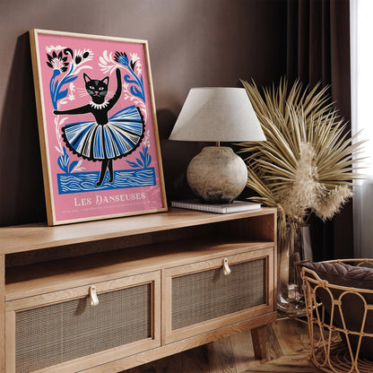 Cat Ballerina Wall Art Print
