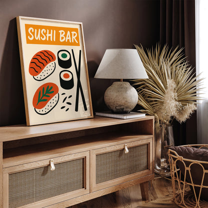 Sushi Bar Minimalist Art Print for Kitchen Decor