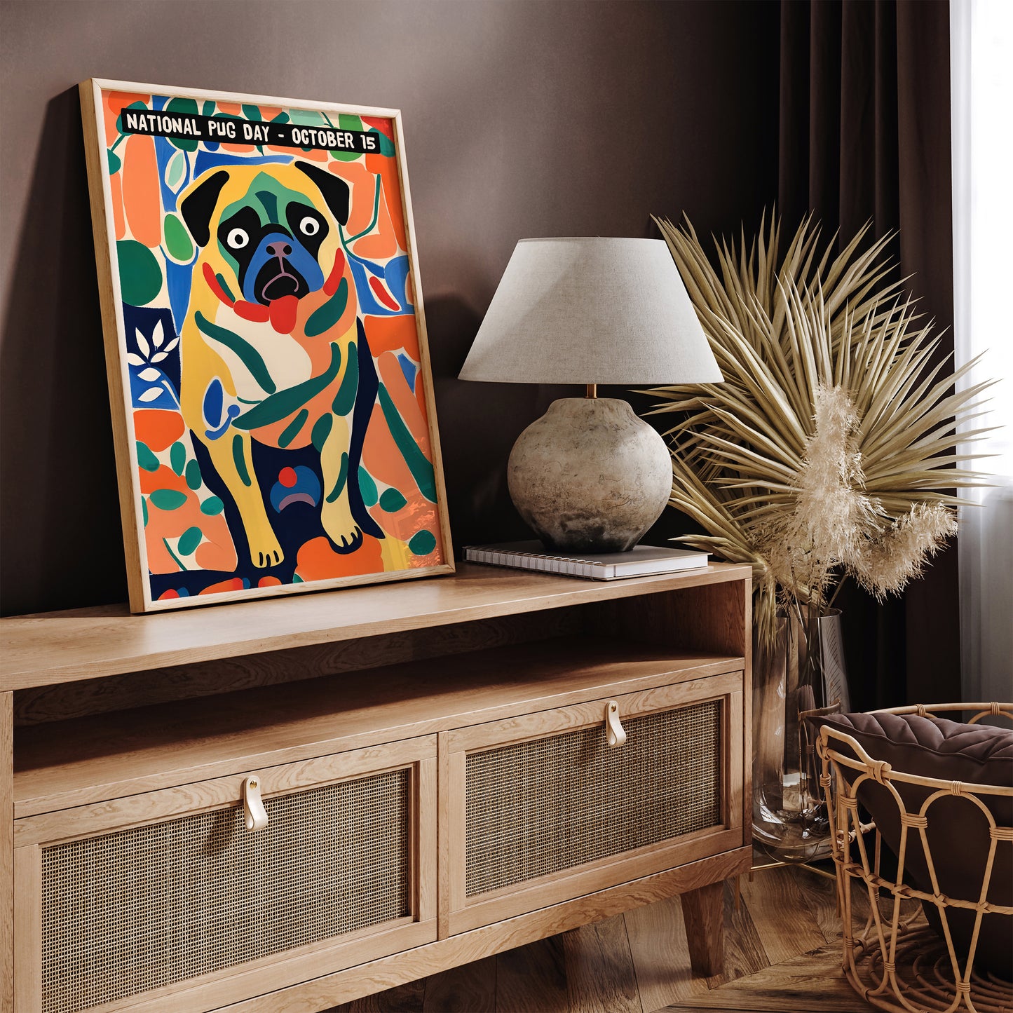 National Pug Day Colorful Poster