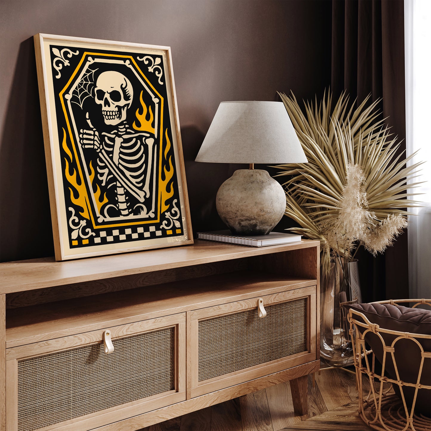 Psychobilly Skeleton Poster - Halloween Home Decor