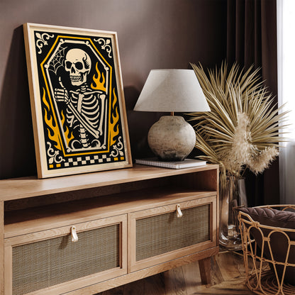 Psychobilly Skeleton Poster - Halloween Home Decor
