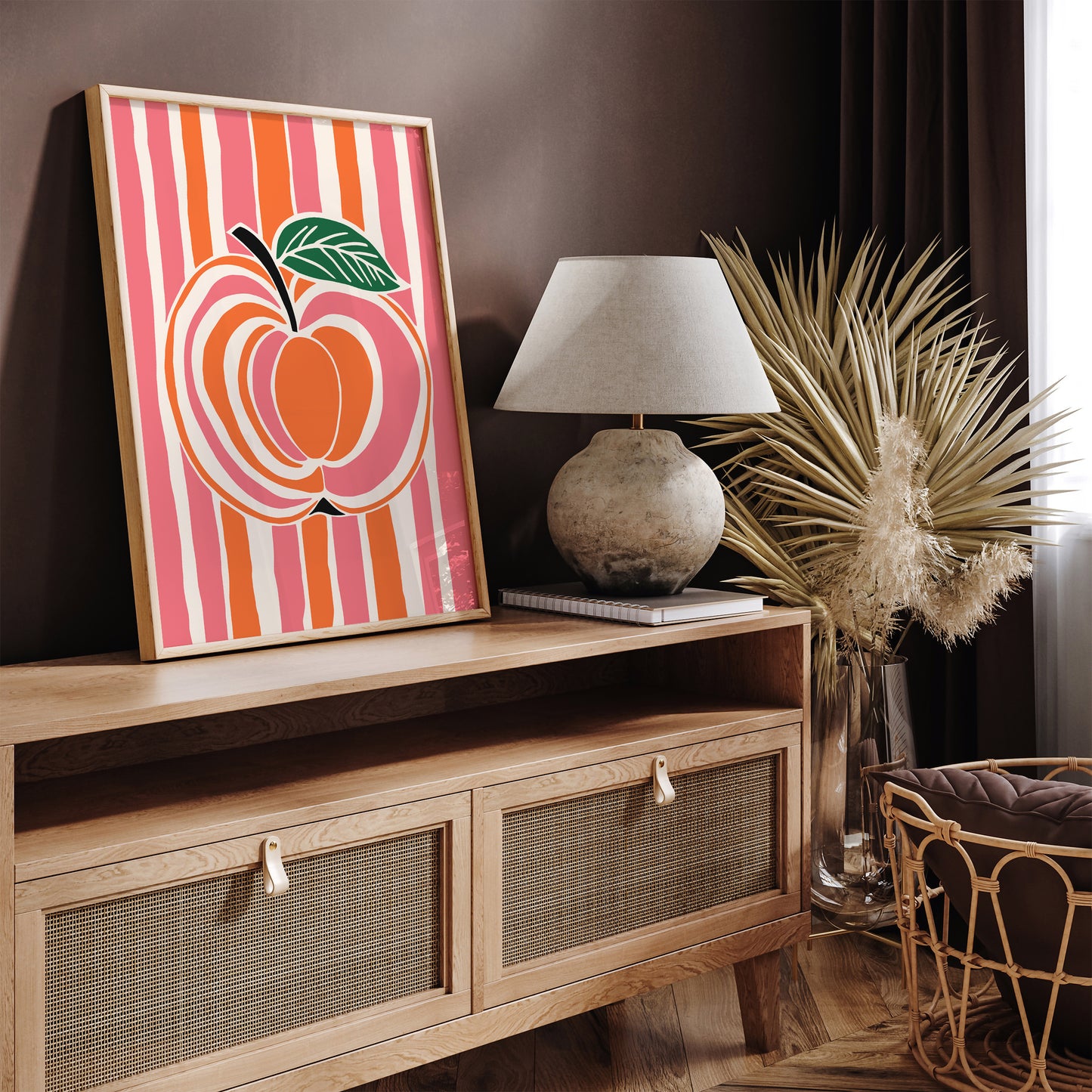 Retro Pink Apple Kitchen Art Print