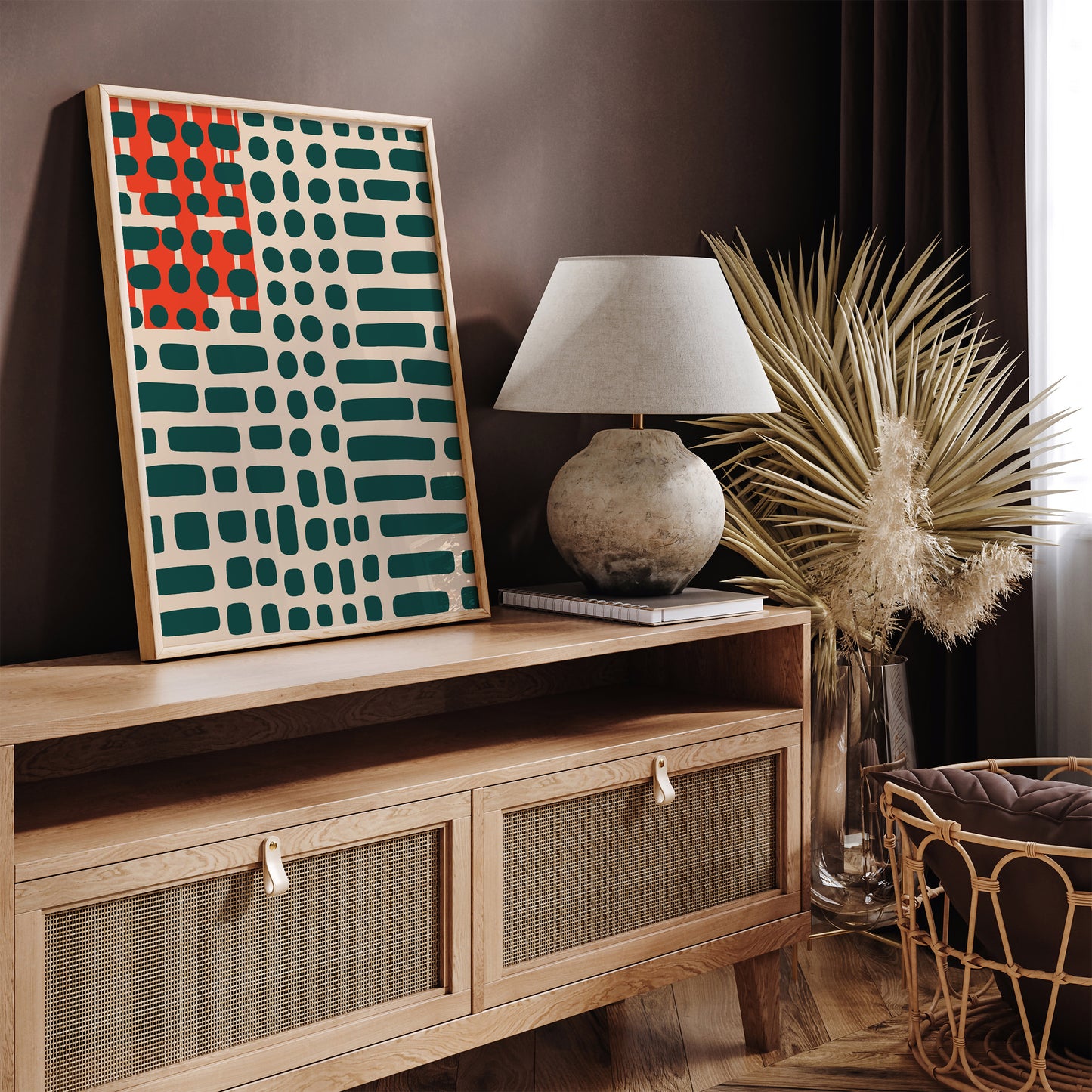 Mid Century Abstract Green Art Print