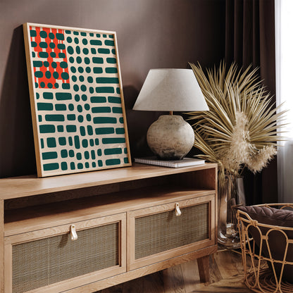 Mid Century Abstract Green Art Print