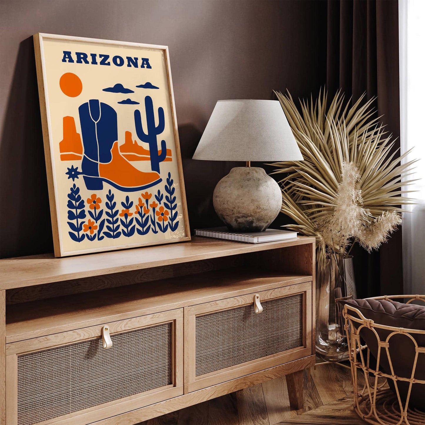 Arizona Texas Blue Orange Art Print