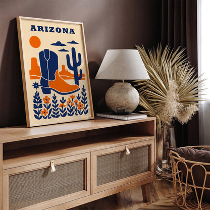 Arizona Texas Blue Orange Art Print