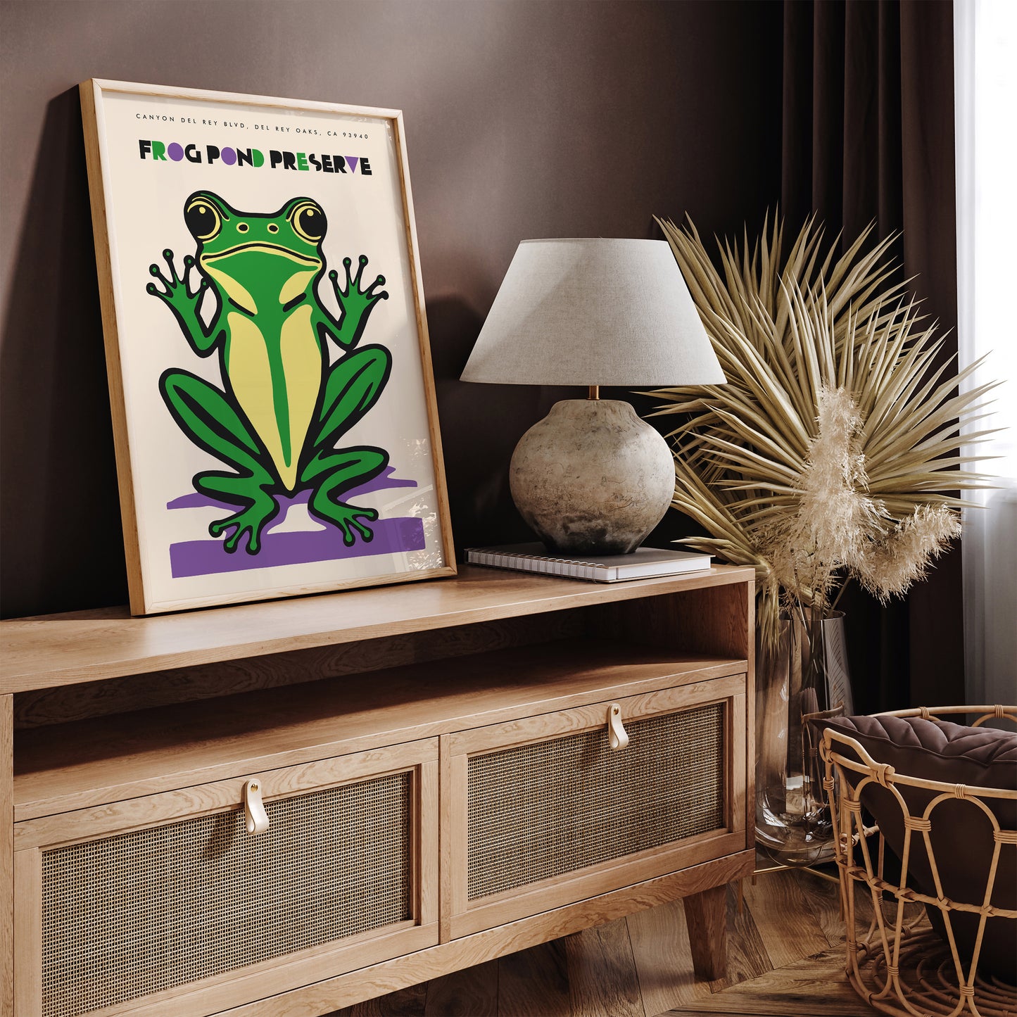 Retro Frog Pond Nature Poster