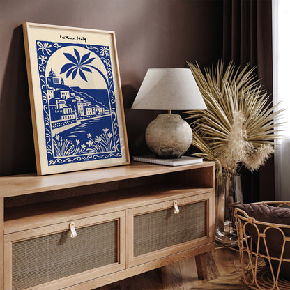 Positano Italy Blue Landscape Poster Print