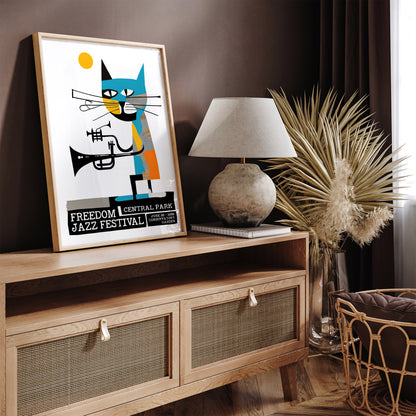 NYC Central Park Jazz Festival Cat Poster