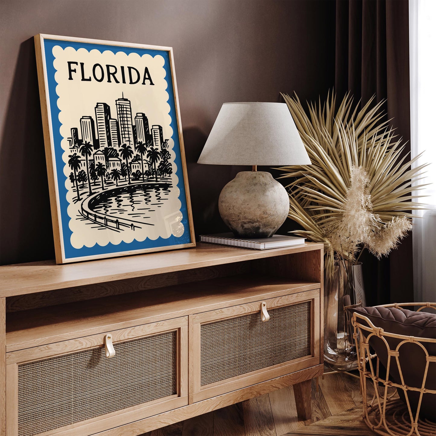 Florida Cityscape Poster - Blue Travel Wall Art 2026
