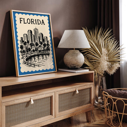 Florida Cityscape Poster - Blue Travel Wall Art 2026