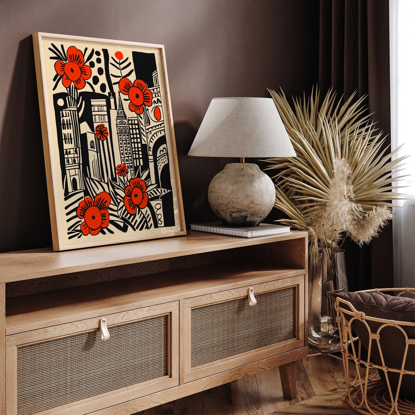 Retro Red London Cityscape Poster