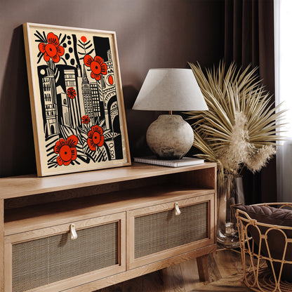 Retro Red London Cityscape Poster