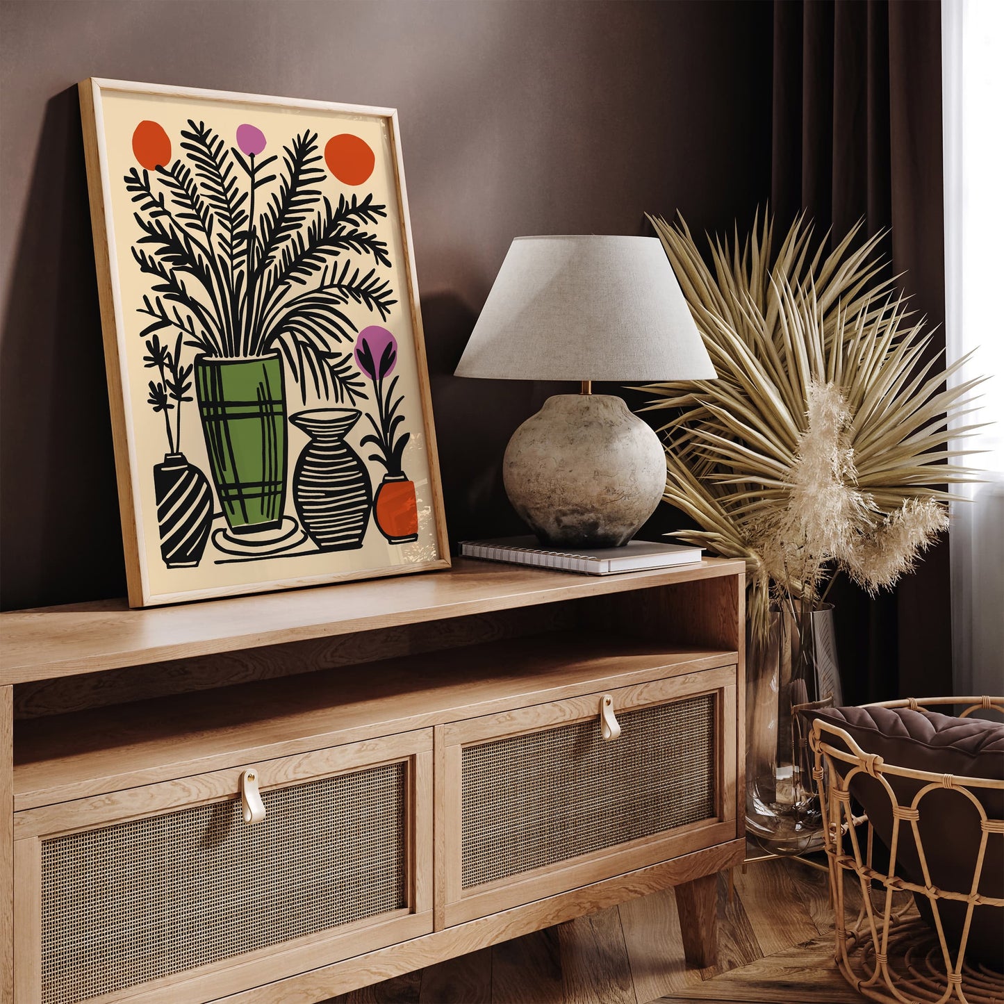 Retro Floral Still Life Art Print