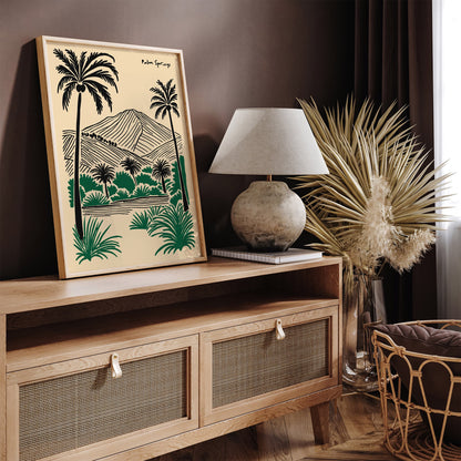 Palm Springs Line Art Retro Travel Poster