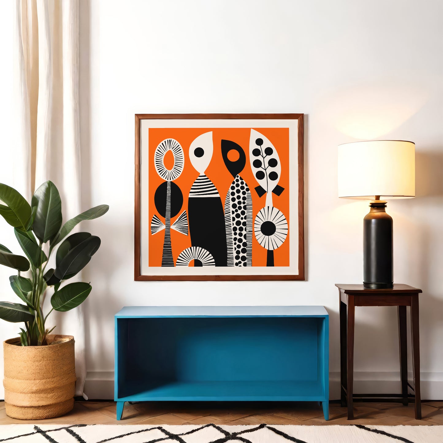 Cubism Abstract Shapes Orange Art Print