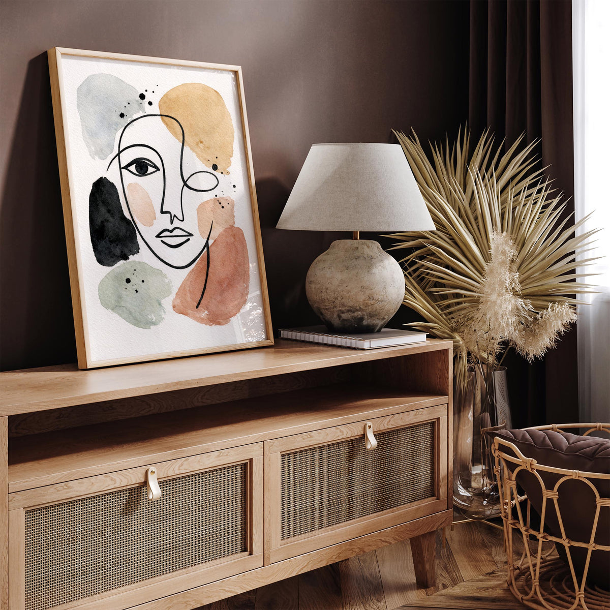 Abstract Face Line Art Poster